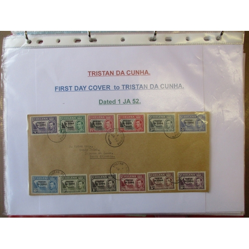 146 - Tristan Da Cunha. Postal history coln in 5 folders. Issues complete to 1965 with booklets, incl 1952... 