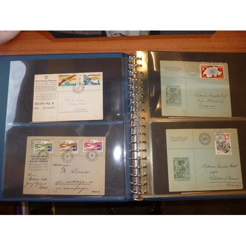 182 - Switzerland. Covers coln in 2 albums and loose, incl 1938 airmail cover from Stockholm to Zurich wit... 