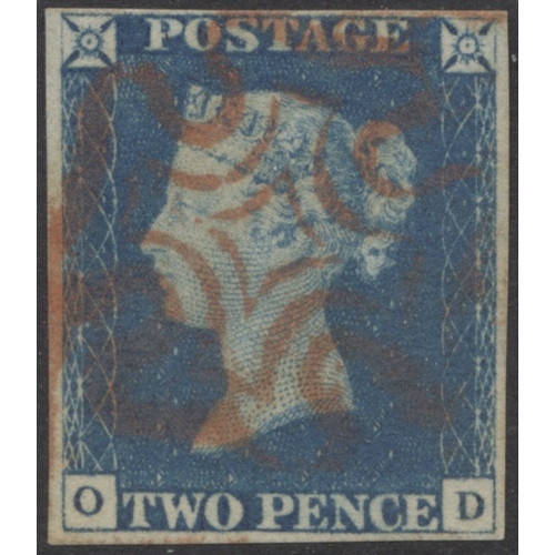 191 - QV-KGVI M/U coln in 1 stockbook, in mixed condition throughout. Incl 1840 1d black (x2) 4 and 3 marg... 