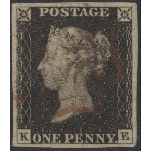 211 - QV M/U coln in album. 1840 1d blacks U (x15, mostly 3-4 margins in mixed condition), 1840 1d black U... 