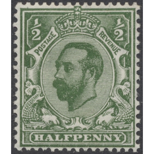 230 - An M/UM/o.g. study of the 1911-12 Downey Head ½d value, with ranges of shades from both the Wmk Impe... 