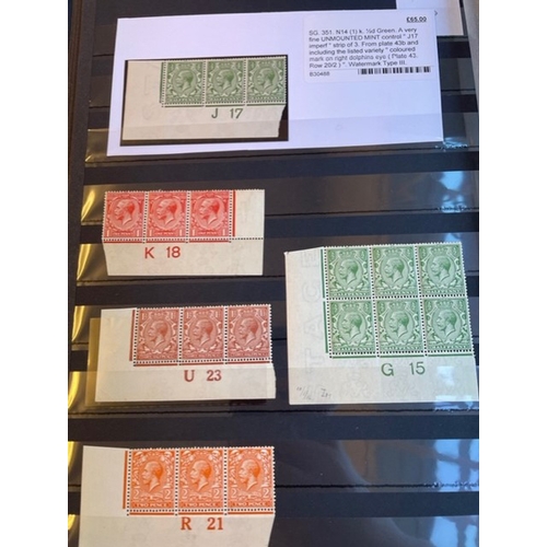 232 - A specialised and valuable KGV coln of 1912-26 issue in control blocks, strips and singles with usef... 