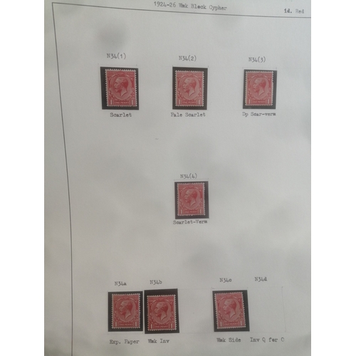 243 - Mint/unused study of the KGV Profile Head wmk Block Cypher vals to 6d on album pages, with all vals ... 