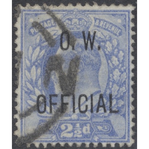 320 - QV-KEVII used Officials coln on album leaves, incl 1882-5 I.R. vals to 5/-, 1896 O.W. vals to 5d, 19... 