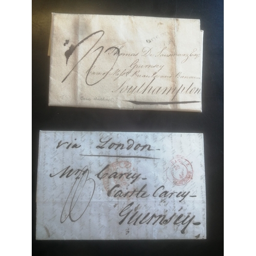 99 - Small, mixed cond. covers and cards seln, with 1806 and 1847 unfranked entires to Guernsey, 1875 (fa... 