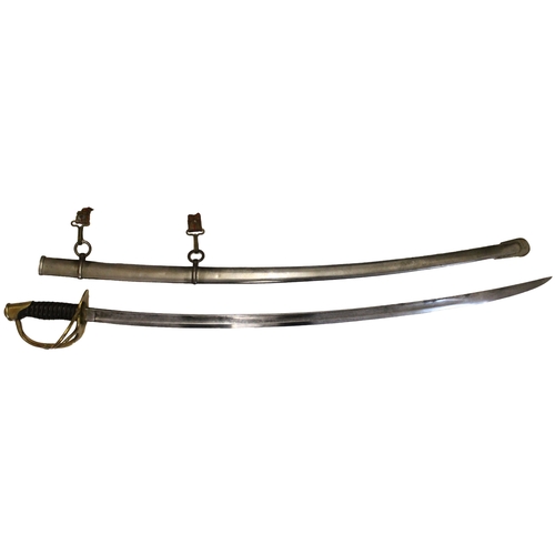 114A - US Model 1860 trooper's cavalry sabre and scabbard by Ames, ricasso marked Made by/AMES MFg Co/CHICO... 