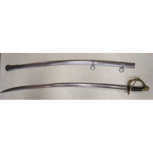 127 - German circa 1860 export trooper's cavalry sabre and scabbard, pommel marked H?, knucklebow marked 2... 