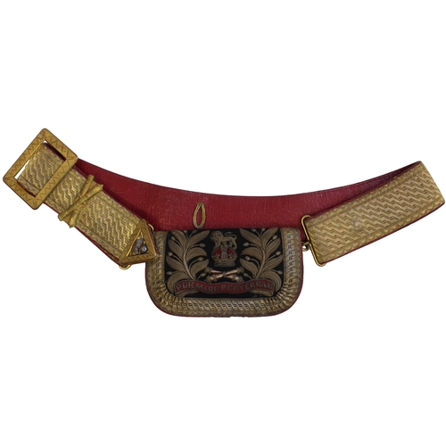 140 - Royal Marine Artillery Officer's 1901-22 Pattern pouch and pouch belt, pouch with dark blue face, ce... 