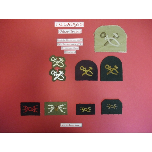 142 - Royal Marines collection of Specialist Qualifications and Trade Qualification sleeve badges mounted ... 