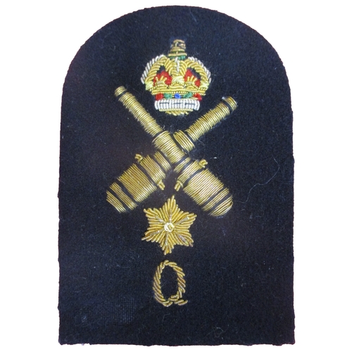 142 - Royal Marines collection of Specialist Qualifications and Trade Qualification sleeve badges mounted ... 