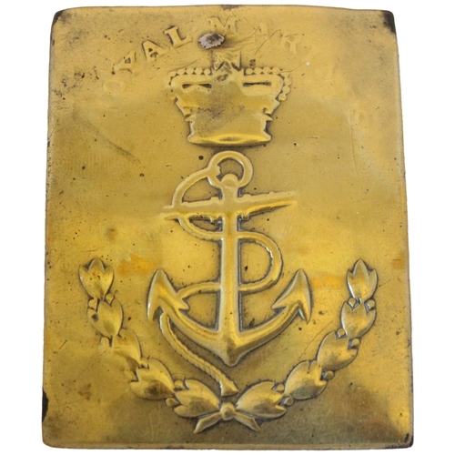 144 - Royal Marines 1802 Pattern OR's shoulder belt plate, hooked pin and 2 studs to reverse, plate has be... 