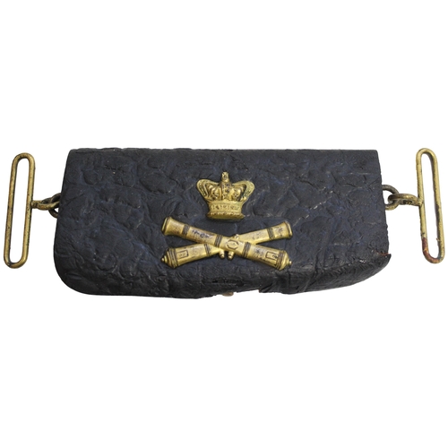 147 - Royal Marine Artillery Victorian Officer's undress pouch, circa 1894-1901, rare black patent leather... 