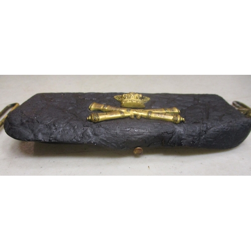 147 - Royal Marine Artillery Victorian Officer's undress pouch, circa 1894-1901, rare black patent leather... 