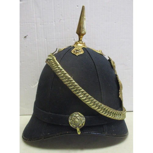 148 - Royal Marine Light Infantry Other Rank's blue cloth helmet with spike top (1878-1892), fitted with c... 