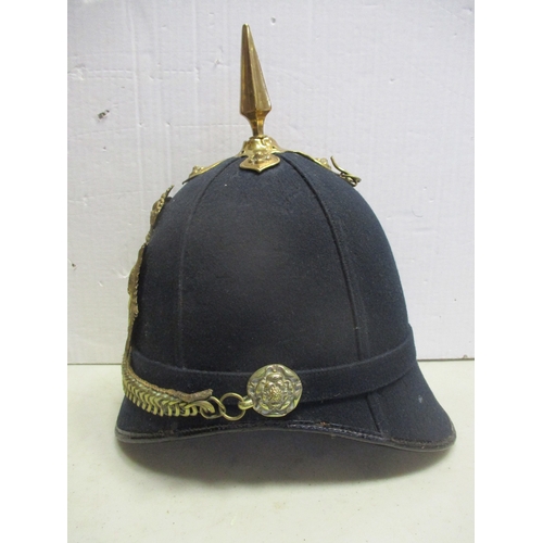 148 - Royal Marine Light Infantry Other Rank's blue cloth helmet with spike top (1878-1892), fitted with c... 