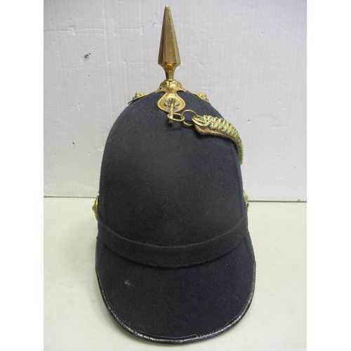 148 - Royal Marine Light Infantry Other Rank's blue cloth helmet with spike top (1878-1892), fitted with c... 