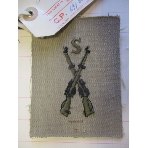 149 - Royal Marines Specialist sealed pattern badges with:
1. Sniper badge with crossed rifles with S abov... 