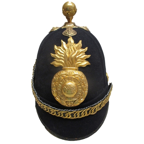 154A - OR's blue cloth helmet with ball top, fitted with chin strap and roses, Royal Marine Artillery repro... 