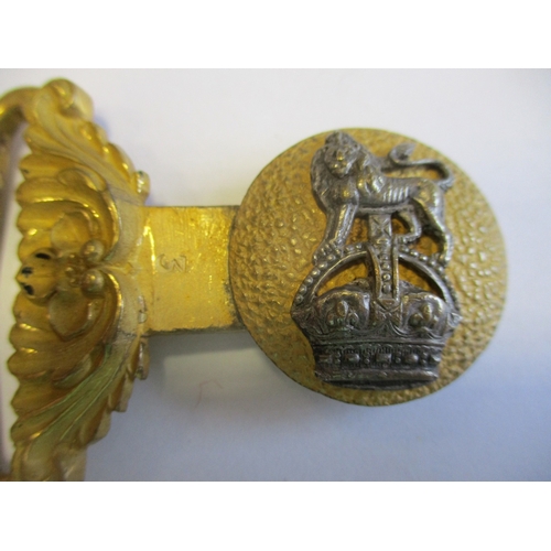 158 - Royal Marines Medical Officer's 1902-23 Waist Belt Clasp, all gilt with silver lion over KC, laurel ... 