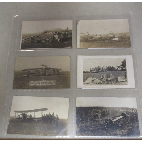 175 - Collection of WW1 German postcards/photographs of shot down and crashed aircraft, majority RPs, vend... 