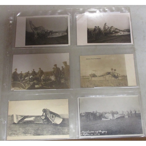 175 - Collection of WW1 German postcards/photographs of shot down and crashed aircraft, majority RPs, vend... 