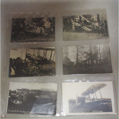 177 - Collection of WW1 mostly German photographs (odd printed card) of shot down and crashed aircraft, ma... 