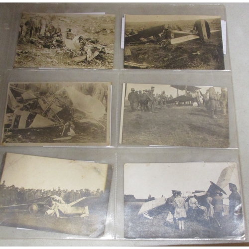 178 - Collection of WW1 German postcards/photographs of shot down and crashed aircraft, majority RPs, vend... 