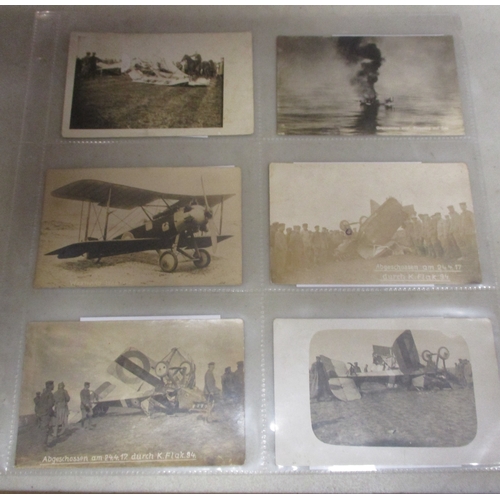 178 - Collection of WW1 German postcards/photographs of shot down and crashed aircraft, majority RPs, vend... 