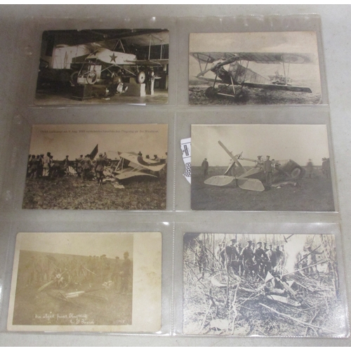 178 - Collection of WW1 German postcards/photographs of shot down and crashed aircraft, majority RPs, vend... 