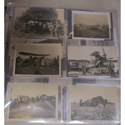 184 - WW1 collection of mostly German photographs of  aircraft and personnel, some of crashes with extensi... 