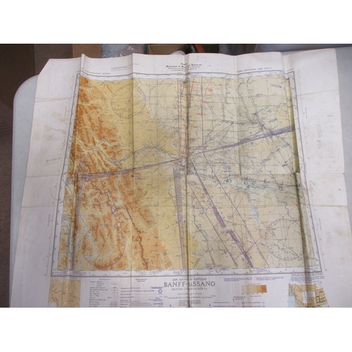 199 - Collection of WW2 RAF flight maps including 1/500,000 Frankfurt (1940) (2), navigator plotting chart... 