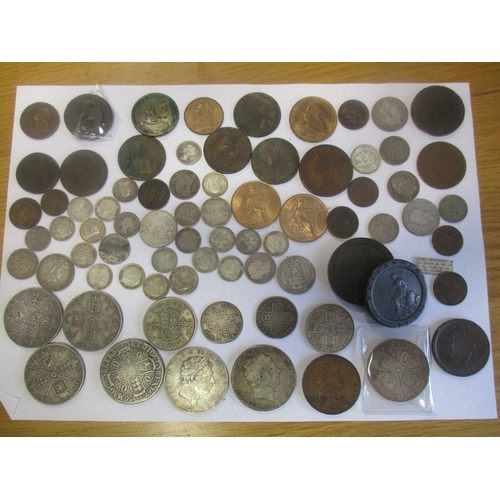 340 - Range of British coins, generally fair/fine to very fine, includes crowns 1666, 1820LX (2), double f... 