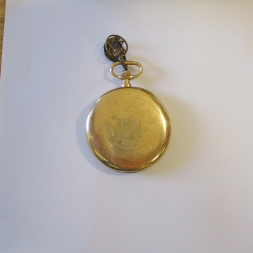 419 - 18ct gold pocket watch with plain dial and second dial, brequet hands, outer Roman numeral indices, ... 