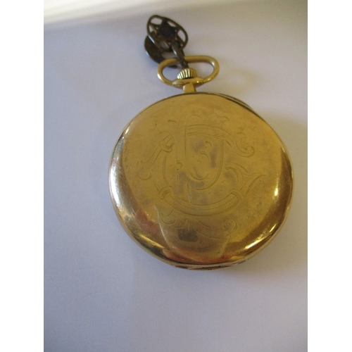 419 - 18ct gold pocket watch with plain dial and second dial, brequet hands, outer Roman numeral indices, ... 