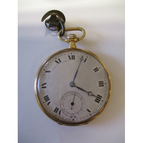 419 - 18ct gold pocket watch with plain dial and second dial, brequet hands, outer Roman numeral indices, ... 