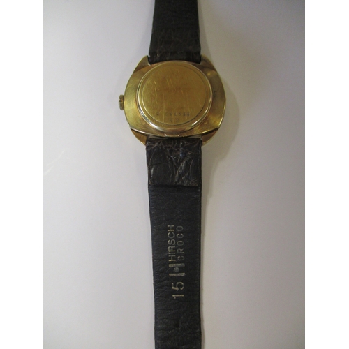 421 - 18ct gold banded wristwatch with plan dial, baton hands, stick indices, plain bezel, reverse  N2 2 6... 