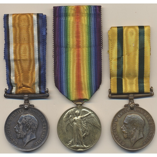 46 - WW1 BWM, Victory Medal and Territorial Force War Medal to 5522 Pte L. Hawkins Worc R. good very fine... 