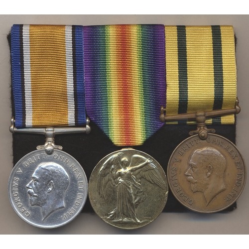 48 - WW1 BWM, Victory Medal and Territorial Force War Medal to 1699 Pte S. Sandoe D.C.L.I. very fine or b... 