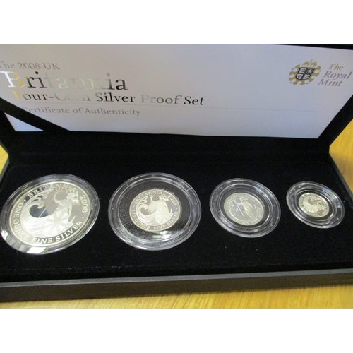 580 - Pair of 2008 silver proof cased sets FDC, with 'Heavy Measure' piedfort set of 4 (£5, £2, £1) and Br... 