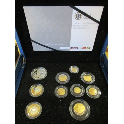 581 - Collection of proof sets including 2012 silver Diamond Jubilee cased set of 10, 2008 Royal shield of... 