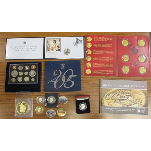 679 - Collection including silver boxed proof FDC GB 50p 2004, coin cover GB 2018 £2 Britannia silver unci... 