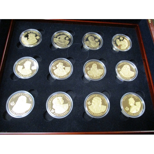 681A - Alderney. 2007 'A History of The Monarchy' cased set of 23 £5 silver proofs FDC, with certificates a... 