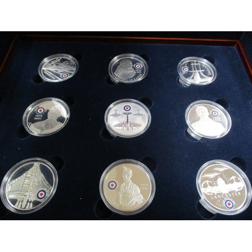 694 - St Helena/Ascension Islands. 2008 'The History of The RAF' cased set of 18 £5 silver proofs FDC, wit... 