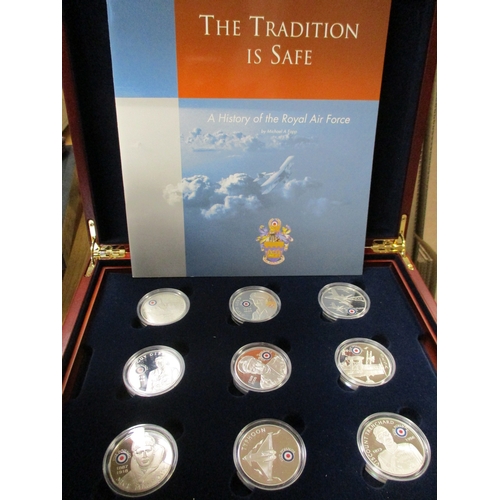 694 - St Helena/Ascension Islands. 2008 'The History of The RAF' cased set of 18 £5 silver proofs FDC, wit... 