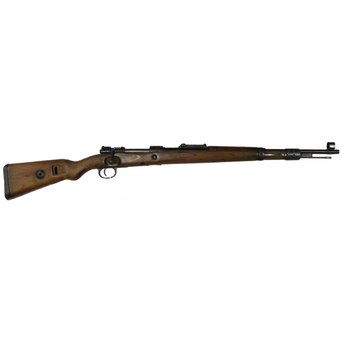 83 - German 1944 Mauser Model 98 7.92mm bolt action rifle No B0022, top of the receiver is marked with th... 