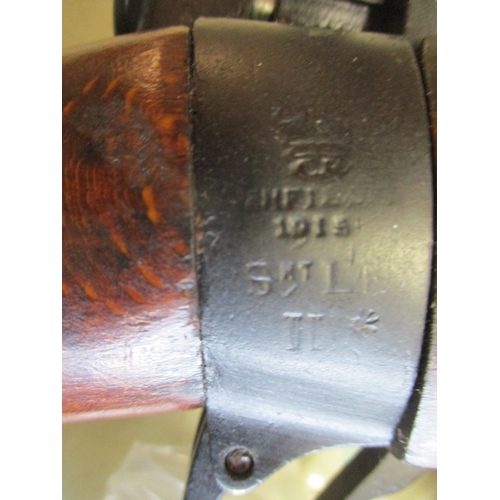 84 - 1915 Enfield SMLE Mk III rifle No 7975, butt socket marked crown/G.R./Enfield/1915/Sht L.E./III*, ra... 