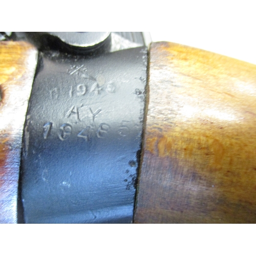 86 - 1945 Royal Ordnance Factory (Fazakerley) No 4 Mk I .303 bolt action rifle No AY13485, chamber side m... 