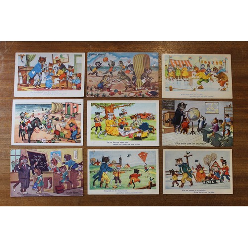 63 - Misc. coln. of loose subject cards. Glamour and pretty girls, children, greetings, teddy bears, cats... 