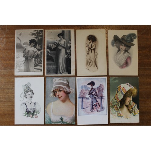 63 - Misc. coln. of loose subject cards. Glamour and pretty girls, children, greetings, teddy bears, cats... 