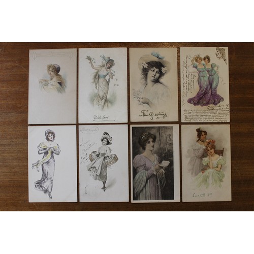 63 - Misc. coln. of loose subject cards. Glamour and pretty girls, children, greetings, teddy bears, cats... 